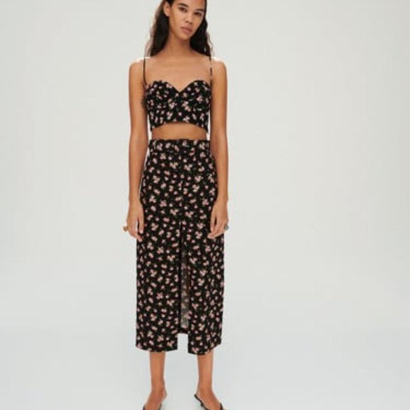 ZARA PRINTED LINEN BLEND SKIRT NWT - Picture 1 of 3